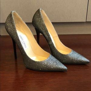 Jimmy Choo Silver Glitter Pump